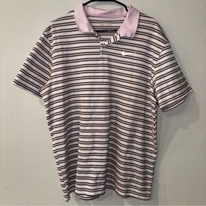 Mens XL nike dri fit golf polo victory stripe logo pink gray white